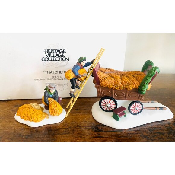 Department 56 Heritage Village Thatchers Set of 3 Hand Painted 5829-7 Christmas - Picture 6 of 6